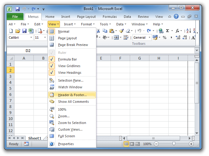 insert a header in excel for mac
